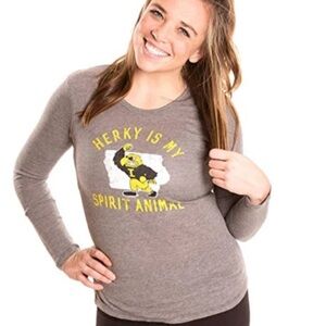 Alma Mater Women’s Iowa Hawkeyes LS Grey Collegiate T-shirt Size S NWT